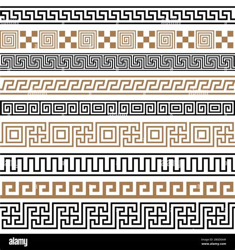 Ancient Greek Seamless Borders Frames Pattern Set Stock Vector Image