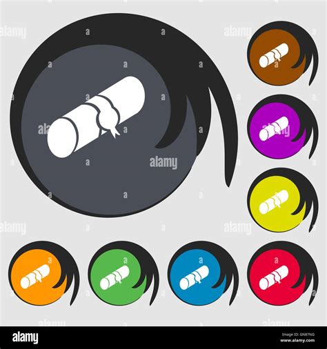 Estuche de icono Símbolos de ocho botones de colores Vector Imagen