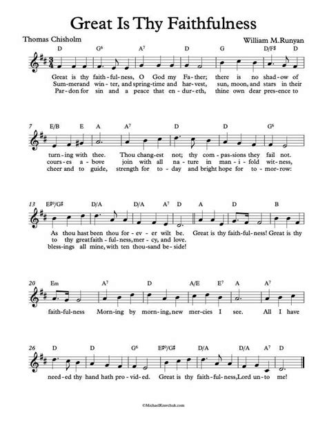 Free Lead Sheet – Great Is Thy Faithfulness – Michael Kravchuk