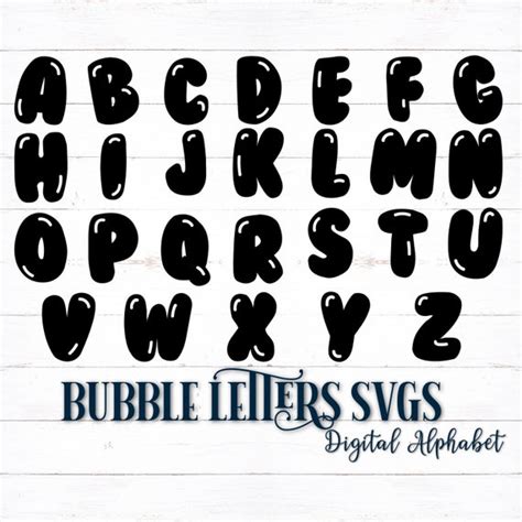 Printable Digital Alphabet Letters Bubble Letters Bubble