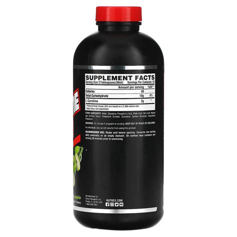 Nutrex Research Liquid Carnitine 3000 Green Apple 16 Fl Oz 480 Ml