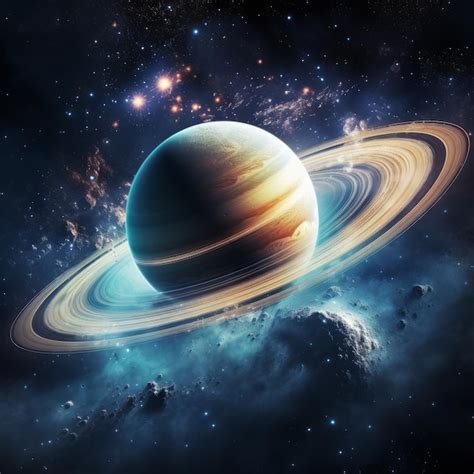 Premium AI Image Saturn In The Galaxy