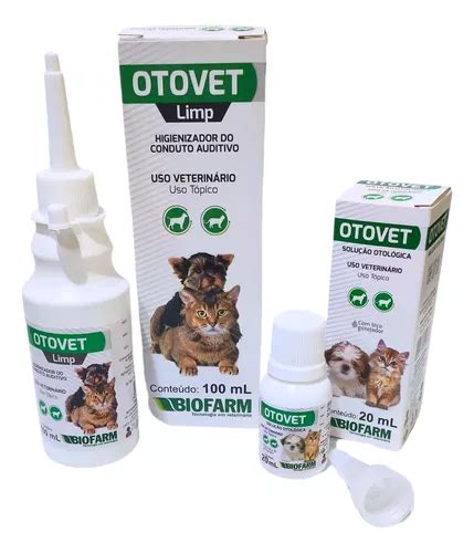 Kit Infecção Ouvido Cães Gato Otovet 20ml Otovet Limp 100ml