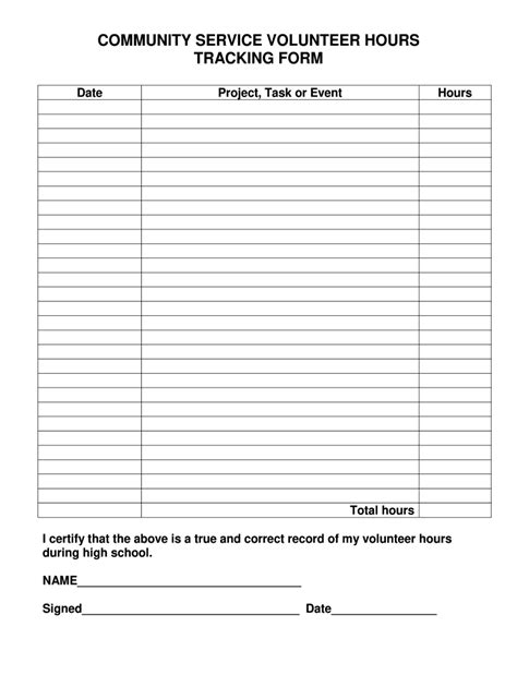 Fillable Community Service Form Printable Forms Free Online