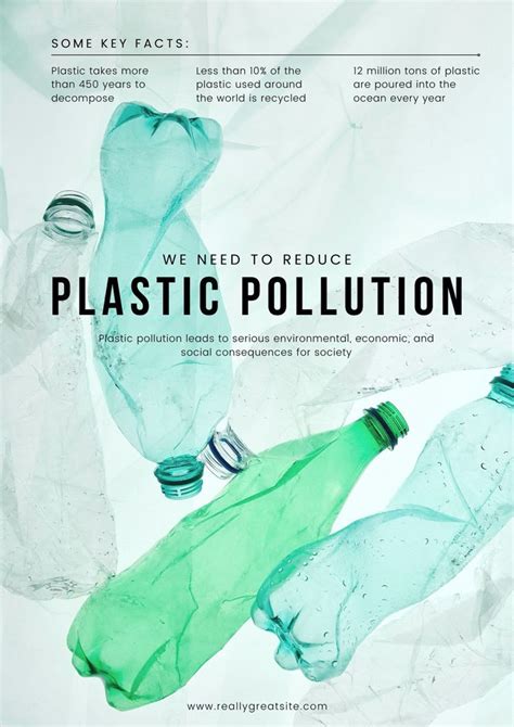 Light Green Minimalist Plastic Pollution Poster Templates By Canva