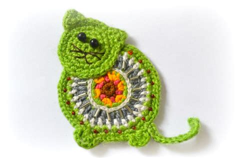 Crochet applique pattern crochet cat by TheLazyHobbyhopper on Etsy