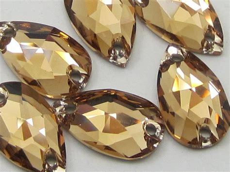 12pcs Teardrop 12x7mm Light Colorado Topaz Sew On Flat Back Swarovski