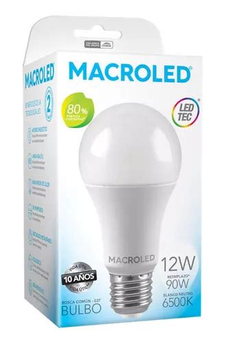 Pack 20 Lampara Led 12w E27 A60 Luz Fria Macroled