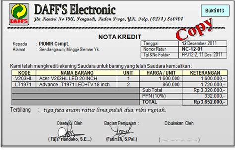 Contoh Nota Kredit 12 Ciri Nota Debet Dan Kredit Beserta Penjelasannya Ilmu Ekonomi Zachary