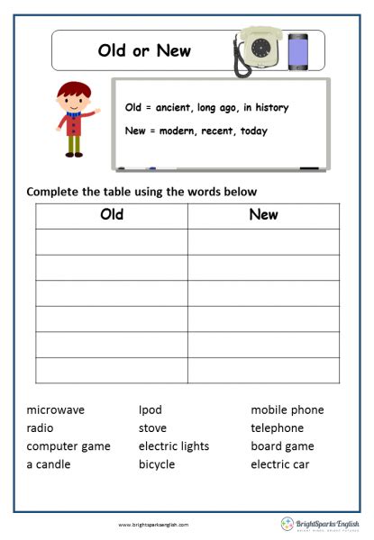 Old Or New English Language Worksheet English Treasure Trove