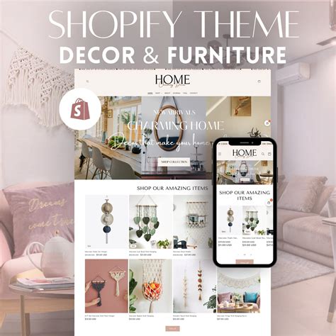 HOME Decor & Furniture Shopify Theme Beige and Pink Colors Customizable