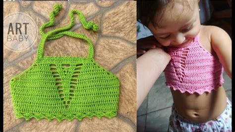 Top Cropped de Croche Para Bebe e Infantil Profª Fernanda Reis Top