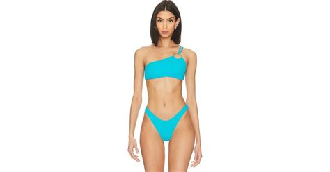 Luli Fama Wavy Baby Asymmetric Ring Bikini Top In Blue Lyst