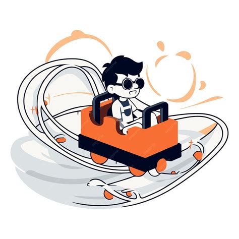 Premium Vector Vector Illustration Of A Little Boy On A Roller