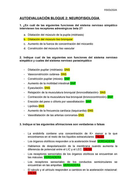 Autoevaluaci N Neurofisiologia Autoevaluaci N Bloque