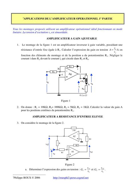 SOLUTION Amplificateur Op Rationnel Aop Exercices 03 Studypool