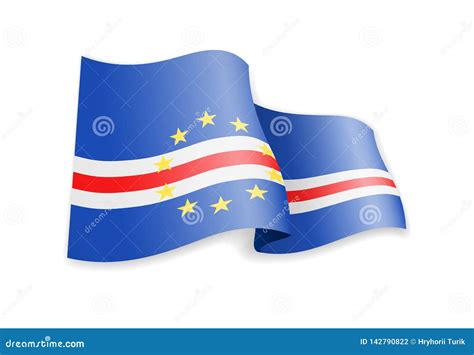 Bandeira De Cabo Verde No Vento Bandeira Na Ilustra O Branca Do Vetor