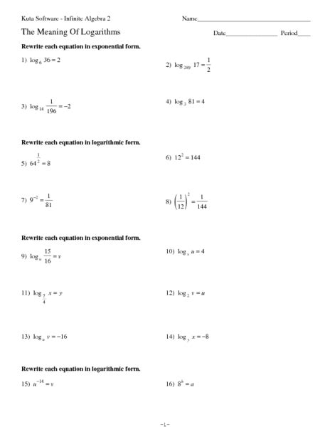 The Meaning Of Logarithms Worksheet For 9th 11th Grade Lesson Planet