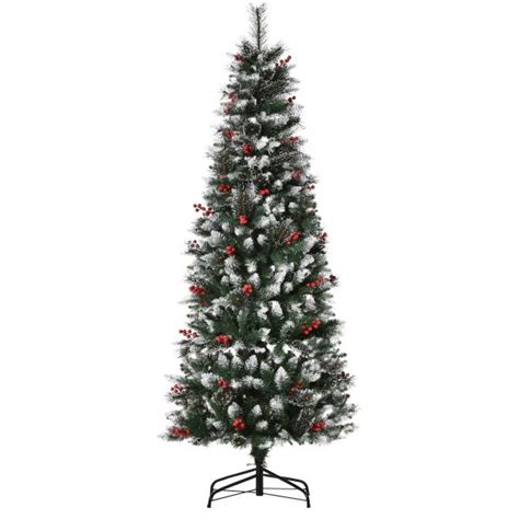 HomCom Árvore de Natal Artificial 180cm Ignífugo 539 Ramos 51 Bagas