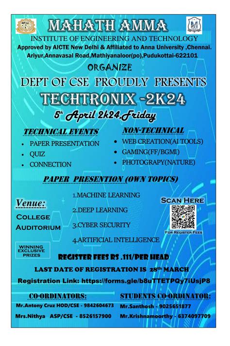Techtronix 2k24 Mahath Amma Institute Of Engineering And Technology