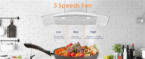 Amazon SOONYE 30 Inch Wall Mounted Curved Glass Range Hood With