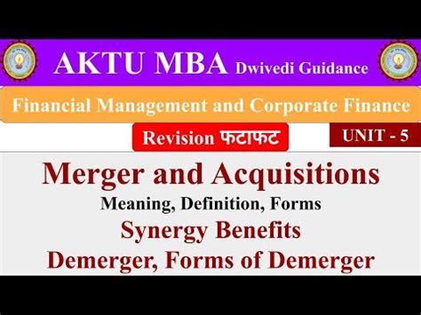 financial management  corporate finance unit  merger