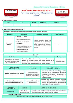 Ficha De Aplicaci N Sesi N Sem Exp Dpcc Competencia