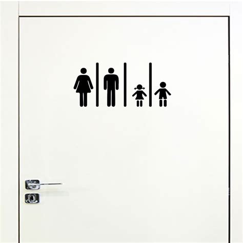 Sticker Porte WC Homme Femme Et Enfants Stickers SALLE DE BAIN ET WC