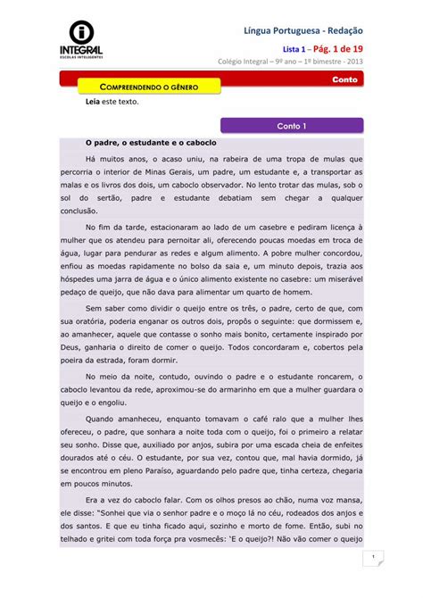 Pdf Conto Compreendendo O G Nero Pdf Filel Ngua Portuguesa