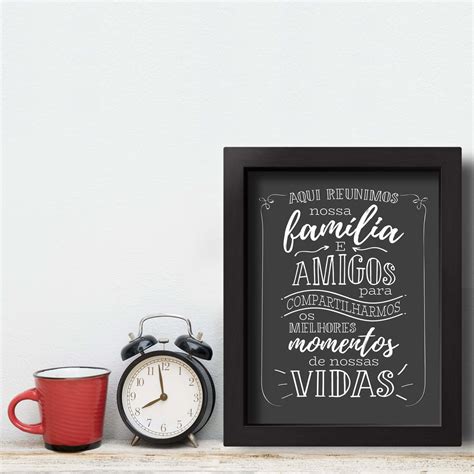 Quadro Vintage Frase Família Reunida 22x32cm Moldura Preta Elo7