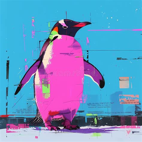 Penguin Art Bold Vibrant Penguin Illustration Stock Illustration