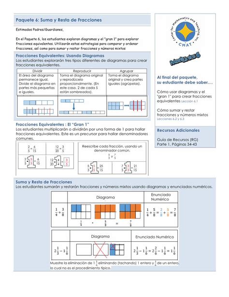 Pdf Paquete Suma Y Resta De Fracciones Fracciones Equivalentes