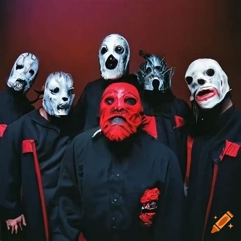 Members Of Slipknot In Their Iconic Red Jumpsuits From The Album