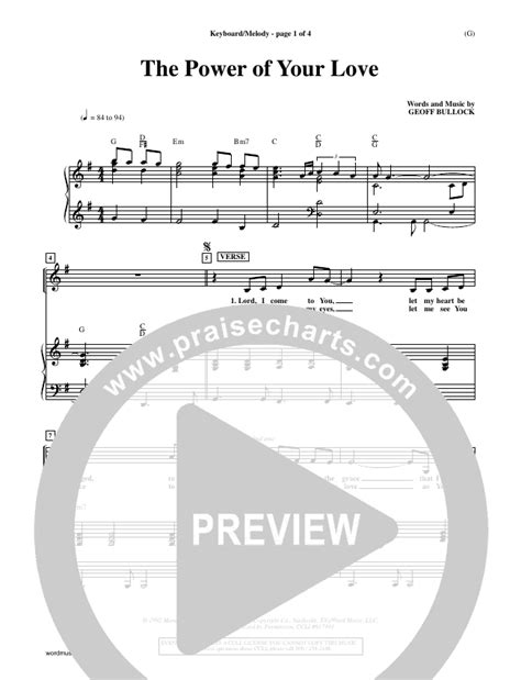 The Power Of Your Love Sheet Music Pdf Geoff Bullock Praisecharts