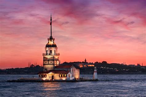 Premium Photo Istanbul Maidens Tower At Golden Hour Iconic Landmark