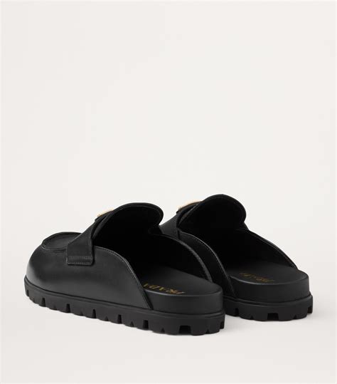 Womens Prada black Leather Slip-On Sandals | Harrods UK