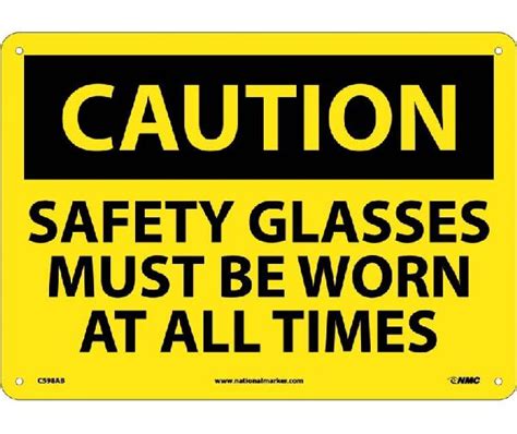 Caution Safety Glasses Must Be Worn At All Times Sign Mutual Screw