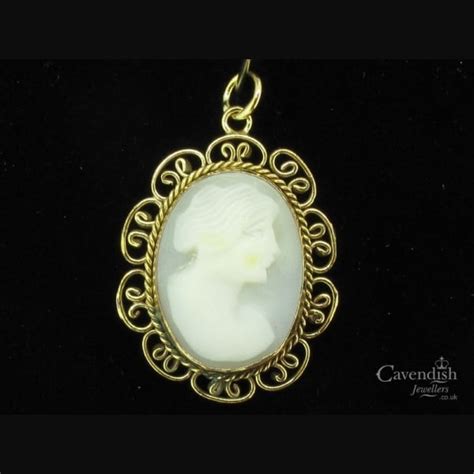 Edwardian Yellow Gold Cameo Pendant Necklaces From Cavendish