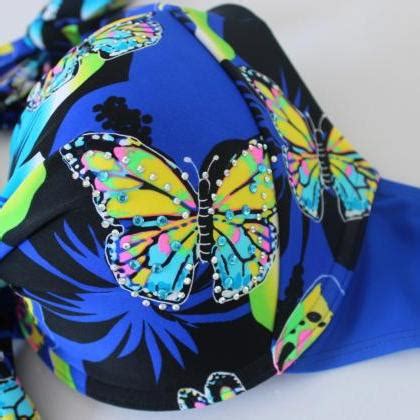 Sexy Butterfly Pattern Swimsuit Swimwear Bikini Blue On Luulla