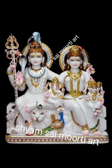 Multicolor Painted Marble Shiv Parivar Idol For Worship At Rs 16000 In