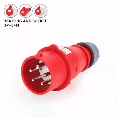 V A Pin Red Industrial Plug Sockets Ip Weatherproof Male Female