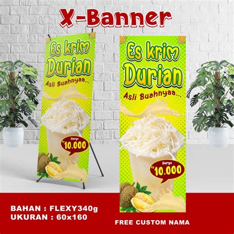 Jual Spanduk Banner Es Durian Es Krim Durian FREE CUSTOM DESAIN