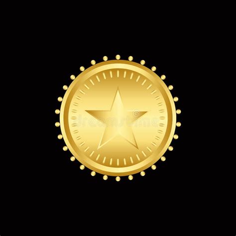 Round Golden Badge Isolated On A Black Background Seal Stamp Gold