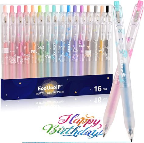 Eoouooip 16 Stylos Stylo Gel Paillettestylos à Bille à Encre Gel