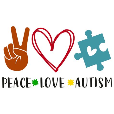 Peace Love Autism Svg Peace Love Autism Tshirt Svg Peace Love