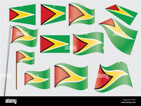 Set Of Flags Of Guyana Stock Photo Alamy