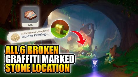 All Broken Graffiti Marked Stone Location Genshin Impact Youtube