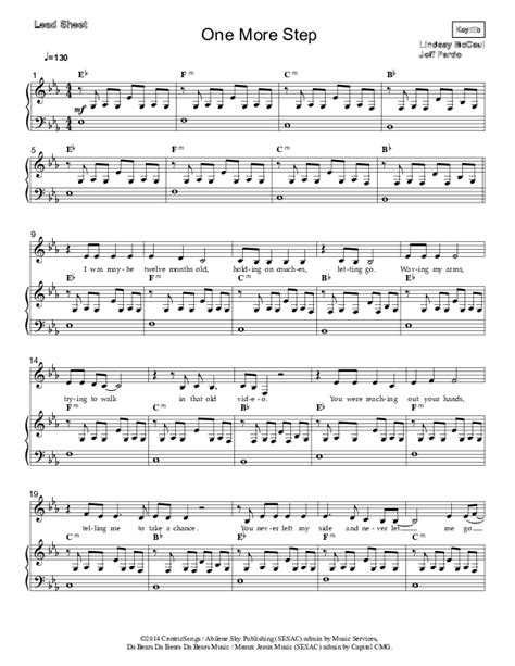 One More Step Sheet Music Pdf Lindsay Mccaul Praisecharts