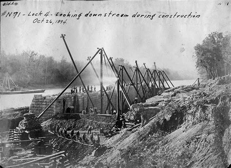 A Derrick Arrangement Is In The Pit During The Construction Of Lock 4