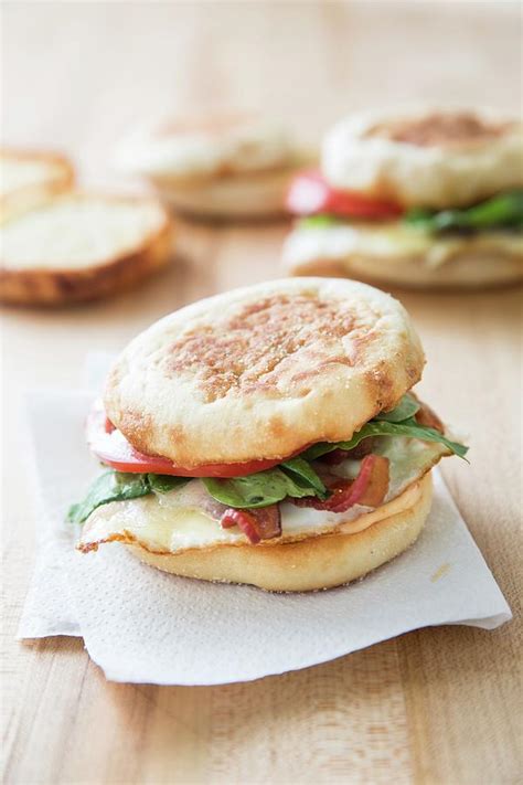 English Muffins With Bacon, Eggs And Cheese For Breakfast Photograph by ...
